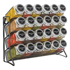 Wall Mounted Spice Rack - 4 Tier Metal Cabinet Organizer Stand - Spice Rack Cabinet - Hurbane Home