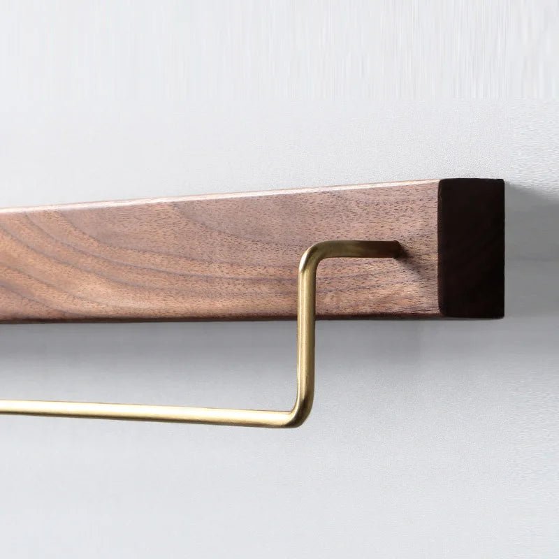 Wall Mounted Wood Towel Rack with Shelf for Bathroom Storage & Organization - wall mounted towel rack - Hurbane Home
