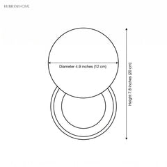 Line drawing of the wall sconce marked 4.9 inches wide and 7.8 inches tall