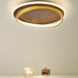 Walnut grain ceiling light product shot on a plain backdrop