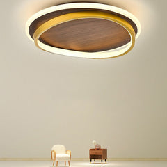 Walnut grain ceiling light product shot on a plain backdrop