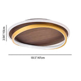 Walnut grain flush mount light photographed at a low angle