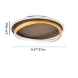 Round walnut and gold LED ceiling light studio product view