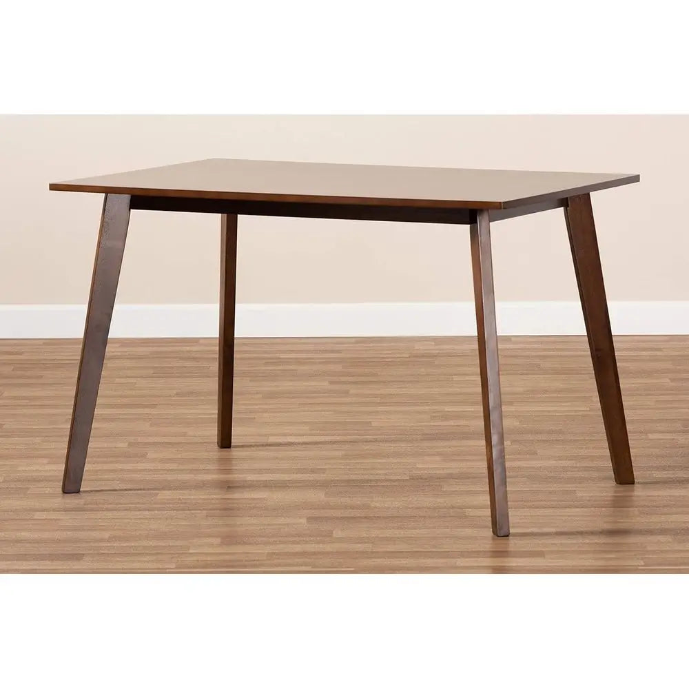 rectangular square wood dining table with walnut finish