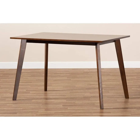 rectangular square wood dining table with walnut finish