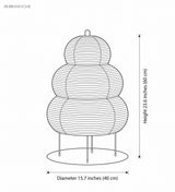 Dimension diagram: rice paper floor lamp, height 23.6 inches, diameter 15.7 inches