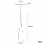 Dimensions diagram of the water drop pendant light showing shade and canopy measurements in cm