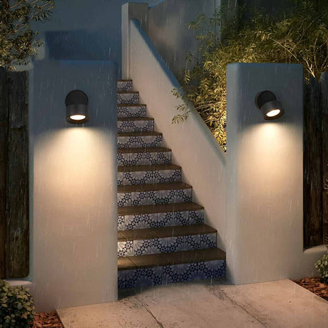 Round adjustable outdoor wall spot detail view 4 showing finish and construction