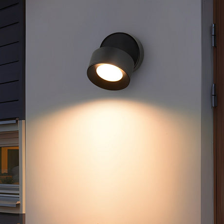 Round adjustable outdoor wall spot detail view 1 showing finish and construction