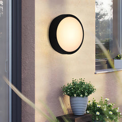 Round LED outdoor porch light detail view 5 showing finish and construction