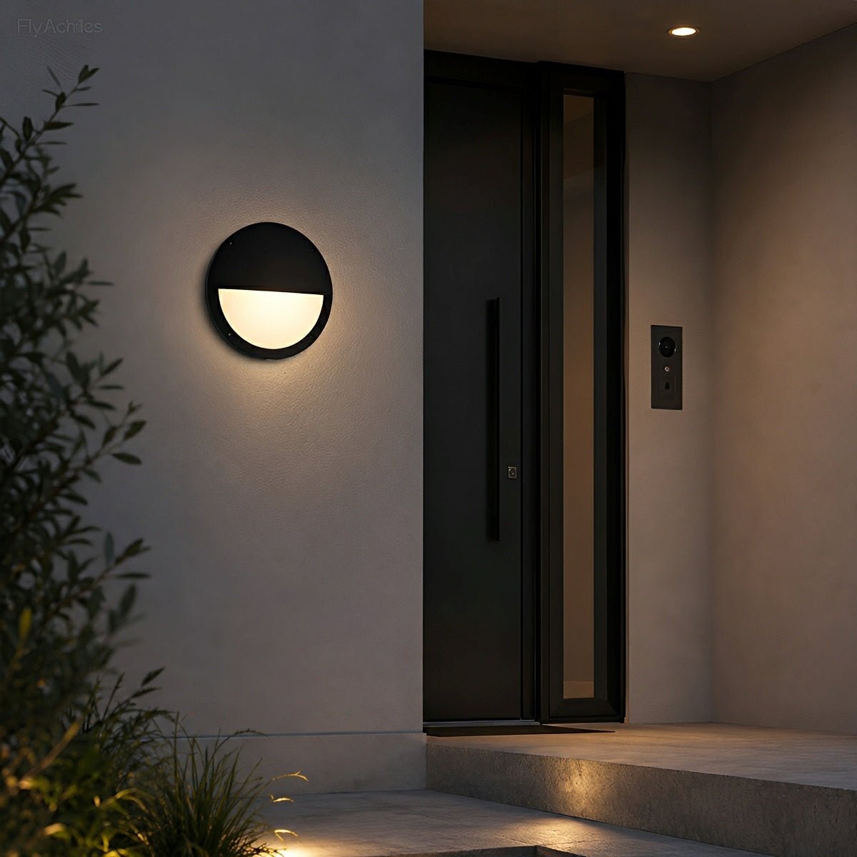 Round LED outdoor porch light detail view 7 showing finish and construction