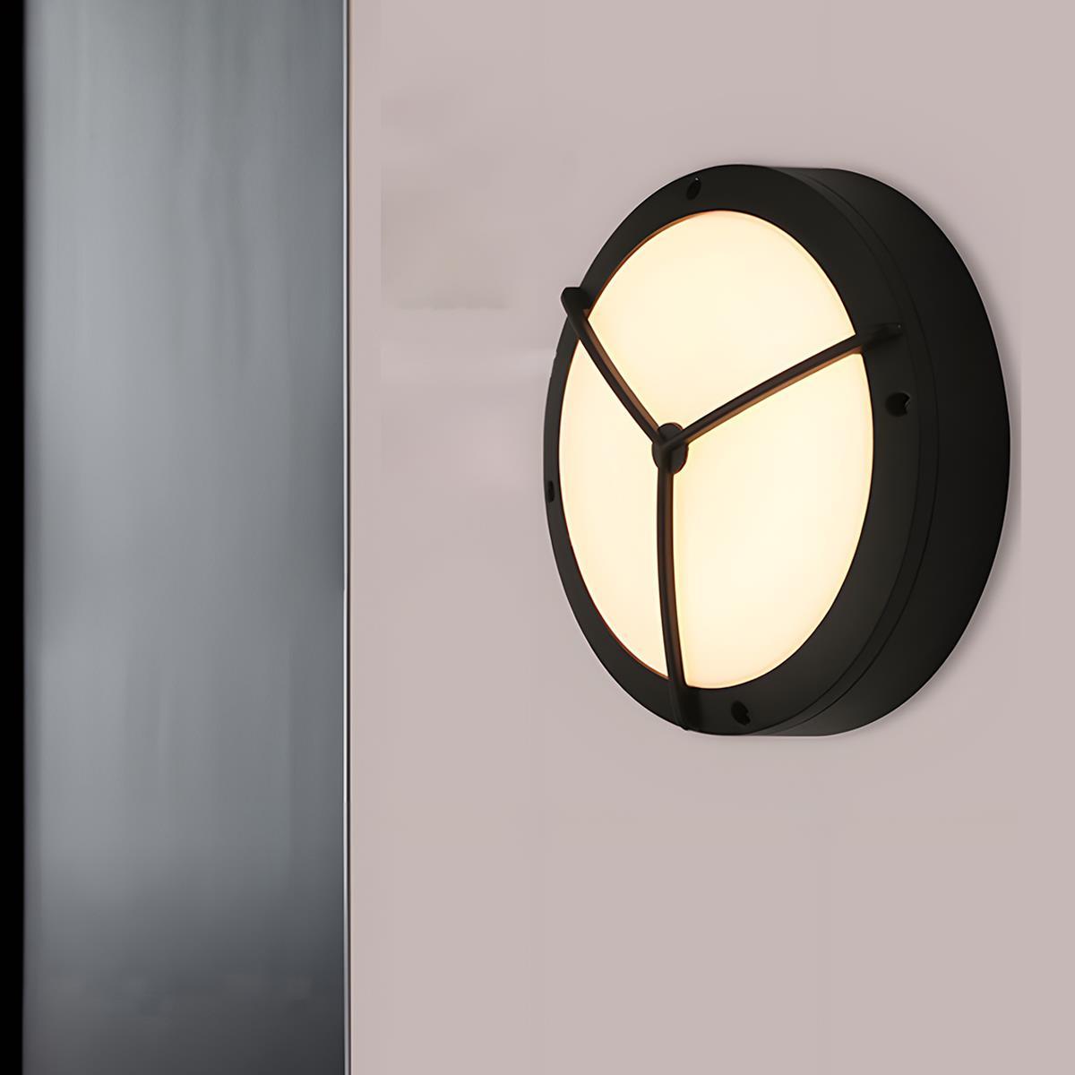 Round LED outdoor porch light detail view 12 showing finish and construction