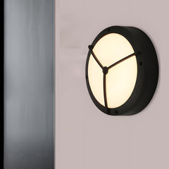 Round LED outdoor porch light detail view 12 showing finish and construction