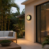 Round LED outdoor porch light detail view 8 showing finish and construction