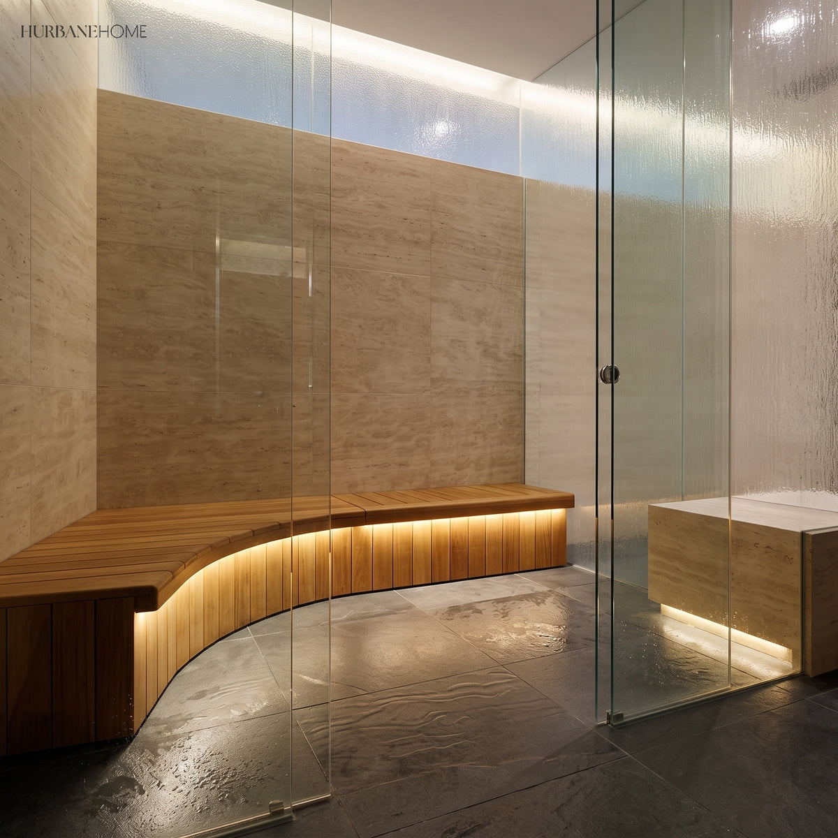 Silicone LED strip lighting the edge of a swimming pool and steps