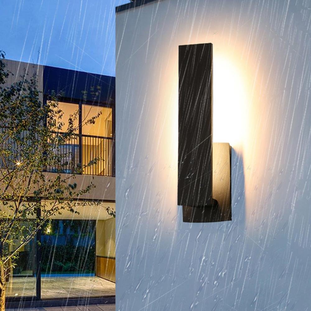 Rectangular black outdoor wall sconce detail view 2 showing finish and construction