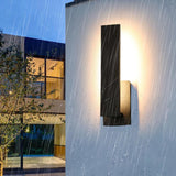 Rectangular black outdoor wall sconce detail view 2 showing finish and construction
