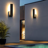 Rectangular black outdoor wall sconce detail view 3 showing finish and construction