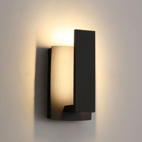 Rectangular black outdoor wall sconce detail view 5 showing finish and construction