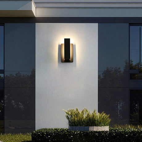 Rectangular black outdoor wall sconce detail view 4 showing finish and construction