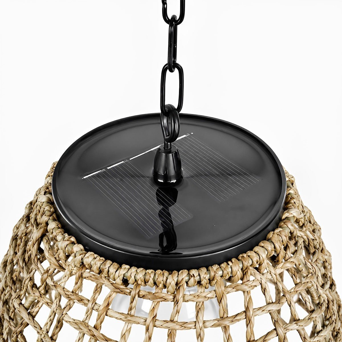 Solar woven bell pendant lantern detail view 11 showing finish and construction