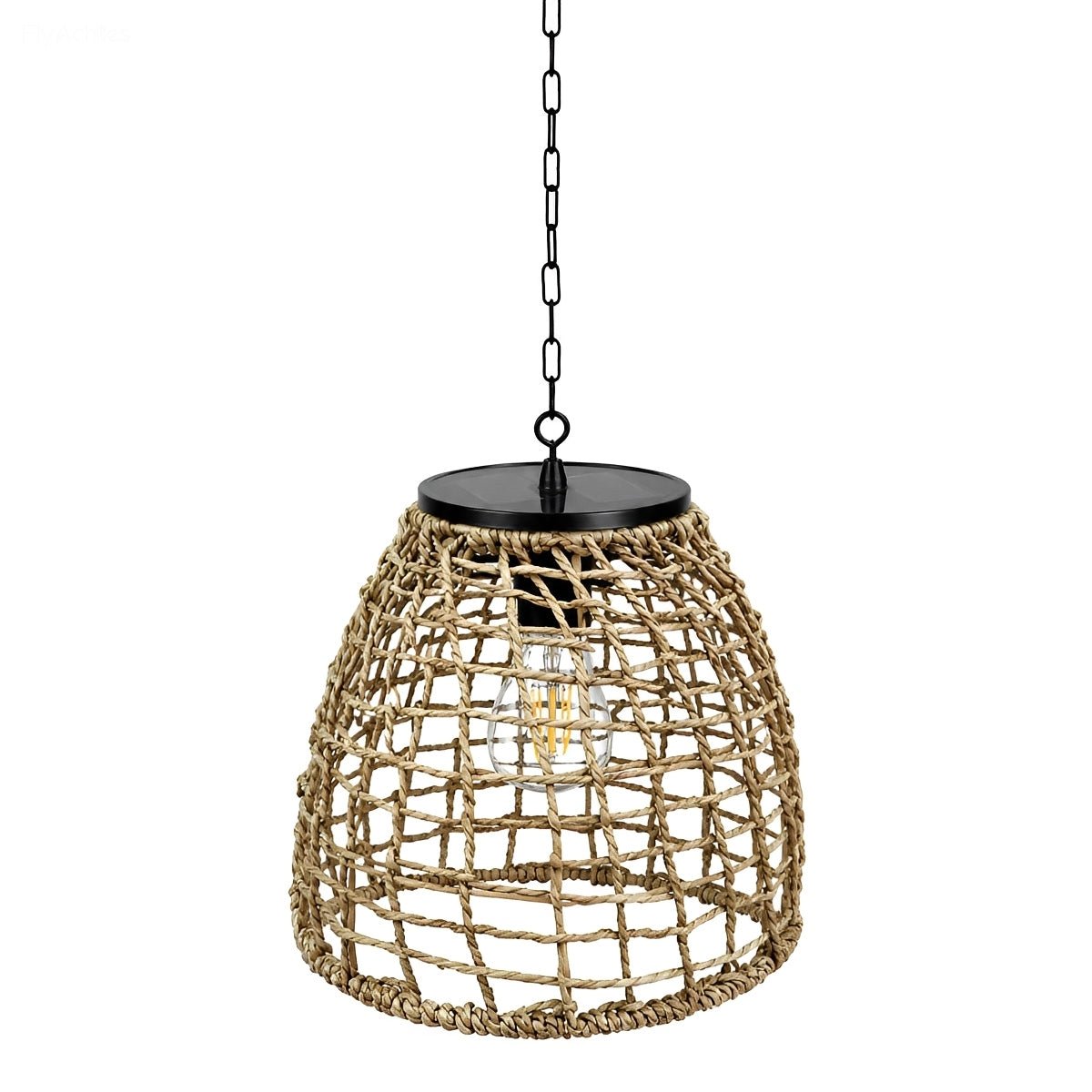 Solar woven bell pendant lantern detail view 16 showing finish and construction