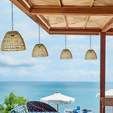 Solar woven bell pendant lantern detail view 1 showing finish and construction
