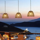 Solar woven bell pendant lantern detail view 7 showing finish and construction