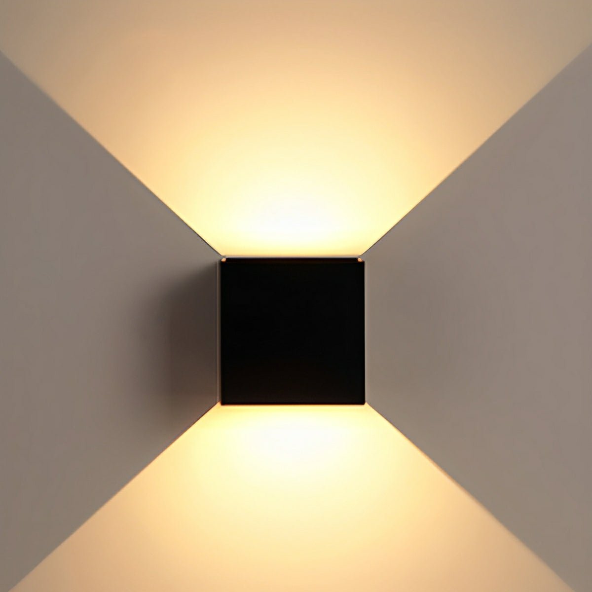 Up and down LED cube sconce detail view 12 showing finish and construction