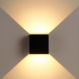 Up and down LED cube sconce detail view 12 showing finish and construction