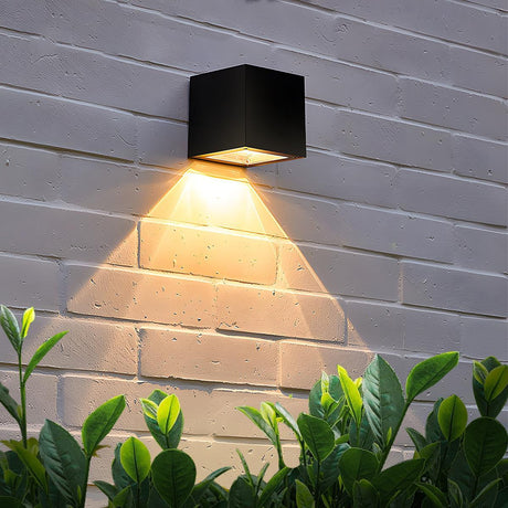 Up and down LED cube sconce detail view 9 showing finish and construction