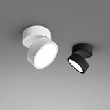 White and black versions of the spot light shown together against a grey wall
