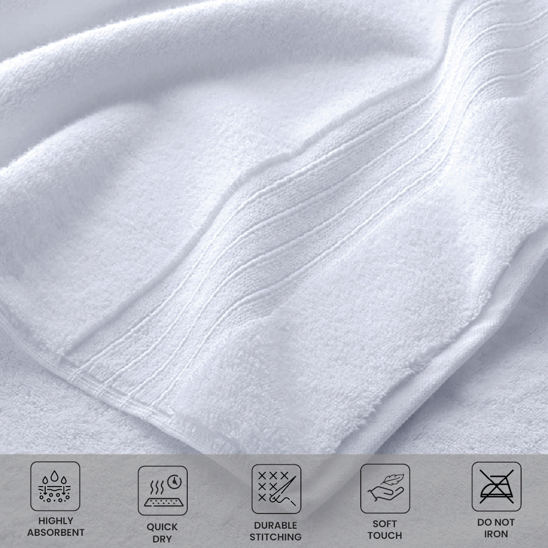 White Bath Towels 6pc Set - 100% Cotton, Absorbent 550 GSM, 24x50in - Bath Towels - Hurbane Home