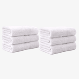 White Bath Towels 6pc Set - 100% Cotton, Absorbent 550 GSM, 24x50in - Bath Towels - Hurbane Home
