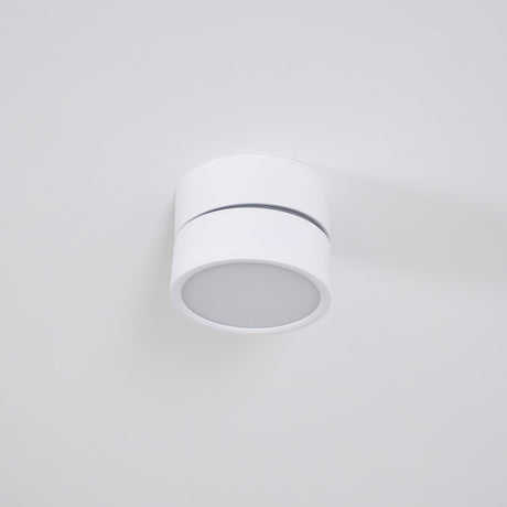 White spot light sitting flat against a plain ceiling with the head upright