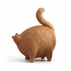 White Ceramic Cat Statue - Cute Desk Ornament & Decorative Sculpture - Ceramic Animal Sculptures - Hurbane Home