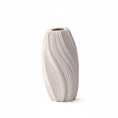 White Ceramic Vase - Textured Large Floor Vase for Stylish Home Décor - Textured Ceramic Vase - Hurbane Home