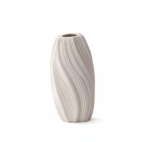 White Ceramic Vase - Textured Large Floor Vase for Stylish Home Décor - Textured Ceramic Vase - Hurbane Home