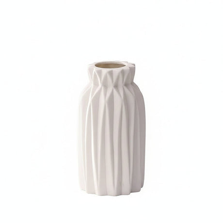 White Ceramic Vase - Textured Large Floor Vase for Stylish Home Décor - Textured Ceramic Vase - Hurbane Home