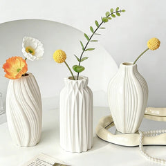 White Ceramic Vase - Textured Large Floor Vase for Stylish Home Décor - Textured Ceramic Vase - Hurbane Home