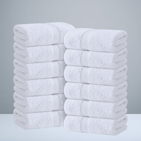 White Hand Towels 12 - Pack - 100% Cotton, 550 GSM, 16x27in, Soft & Absorbent - Hand Towels - Hurbane Home