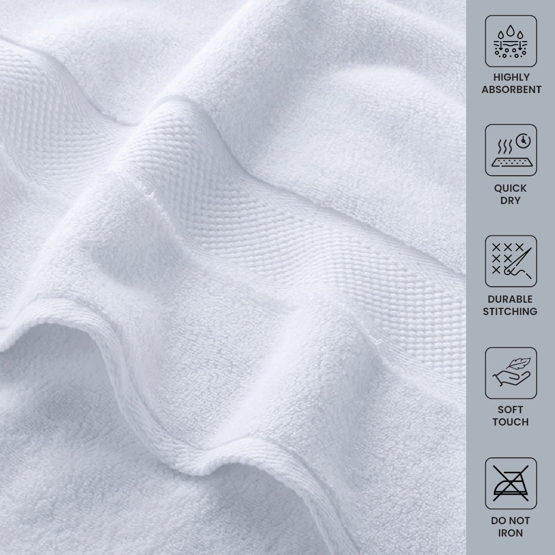 White Hand Towels Set - 100% Cotton, Highly Absorbent, 24 Pieces, 550 GSM - Hand Towels - Hurbane Home