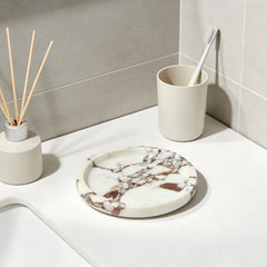 White Marble Soap Tray - Elegant Bathroom Organizer & Dispenser Holder - marble soap tray - Hurbane Home