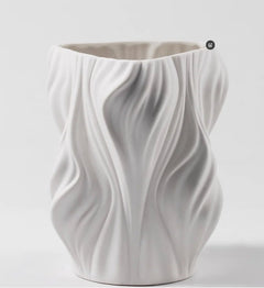 White Textured Ceramic Vase - Elegant Home Decor & Floral Display Accent - Textured Ceramic Vase - Hurbane Home