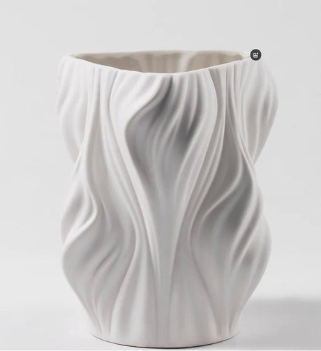 White Textured Ceramic Vase - Elegant Home Decor & Floral Display Accent - Textured Ceramic Vase - Hurbane Home