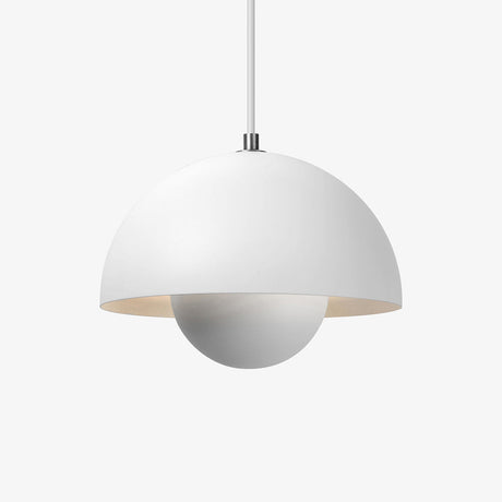 White Verner panton pendant light with sculptural spherical design