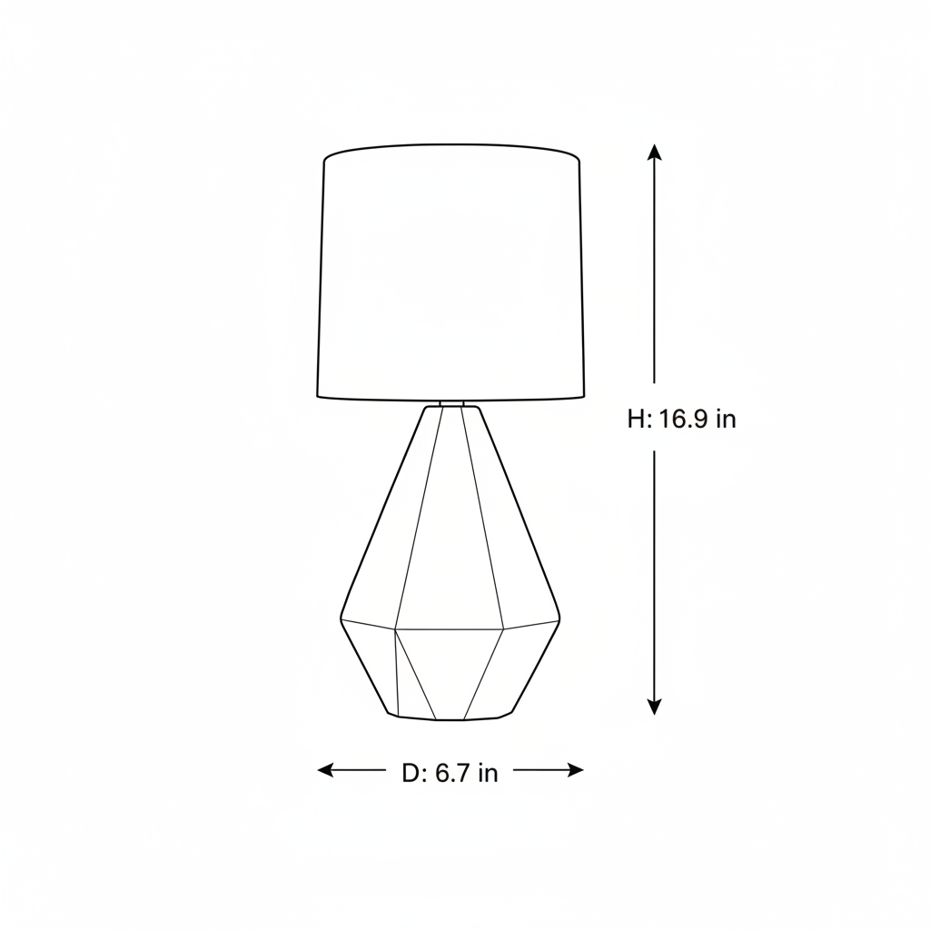 White Ceramic Table Lamp with Faceted Sculptural Base