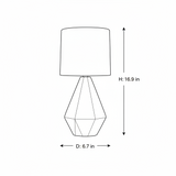 White Ceramic Table Lamp with Faceted Sculptural Base