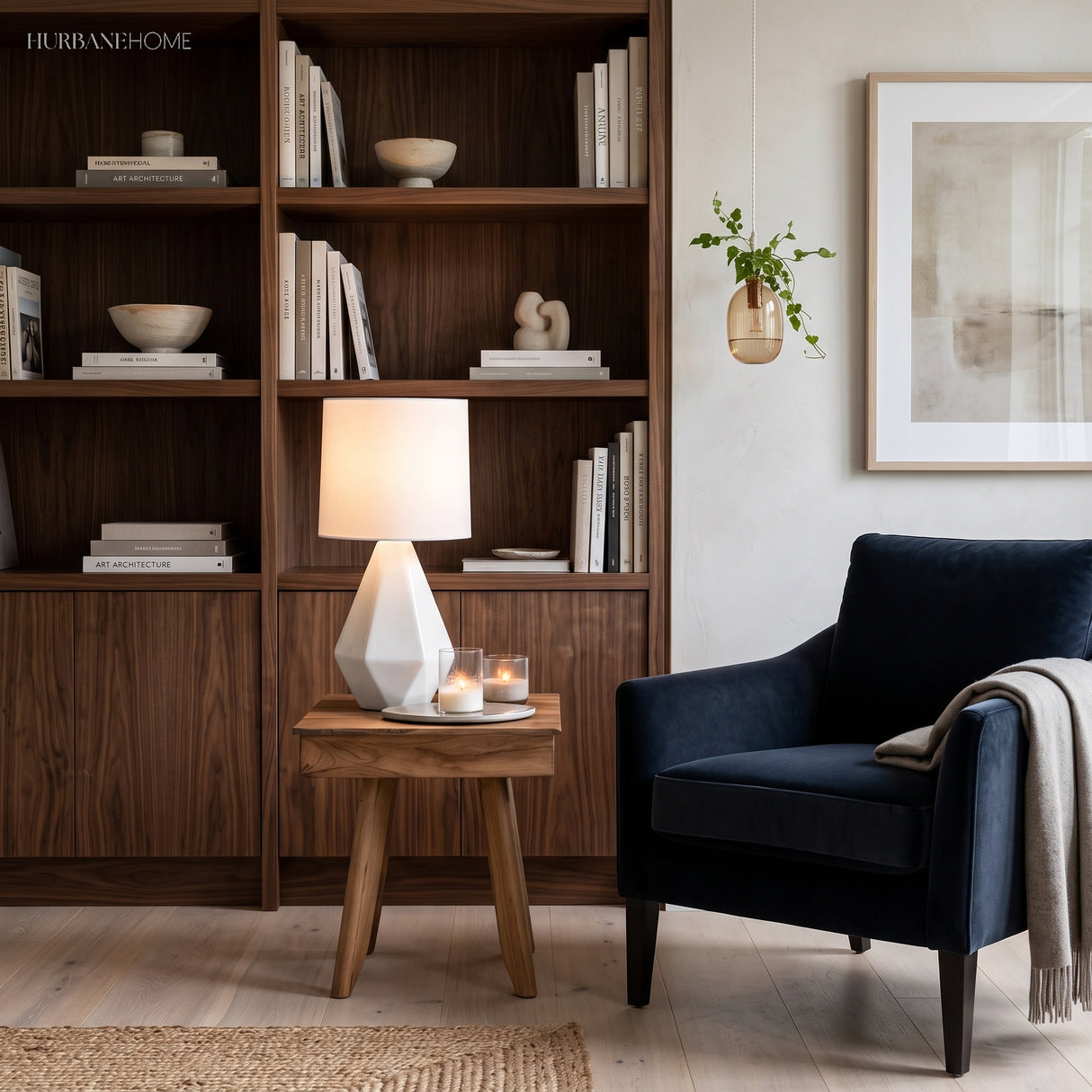 White Ceramic Table Lamp in a bedroom setting