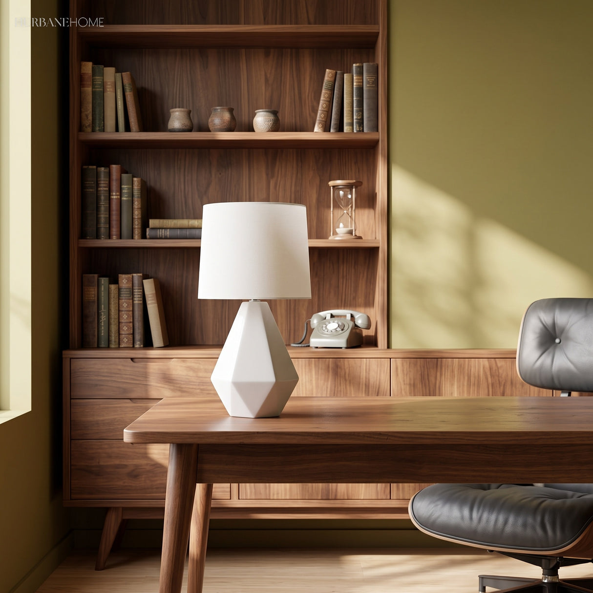 White Ceramic Table Lamp in a decorated room